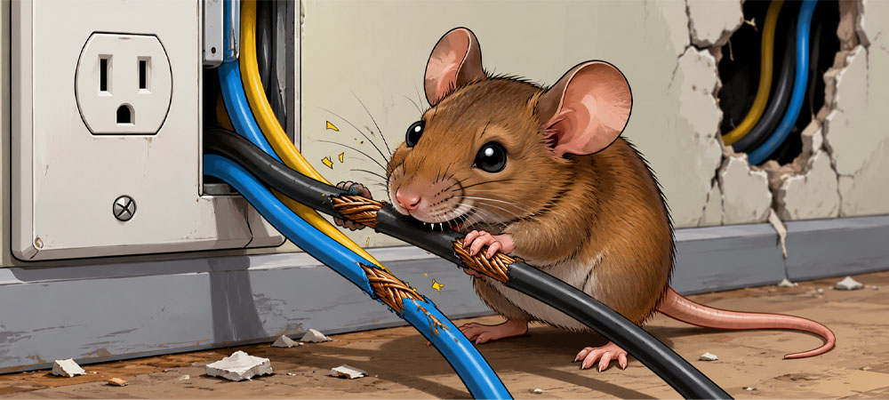 A mouse is gnawing on the electrical wires.