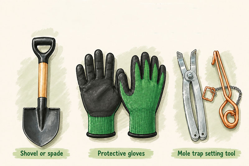Tools for setting a copper wire mole trap