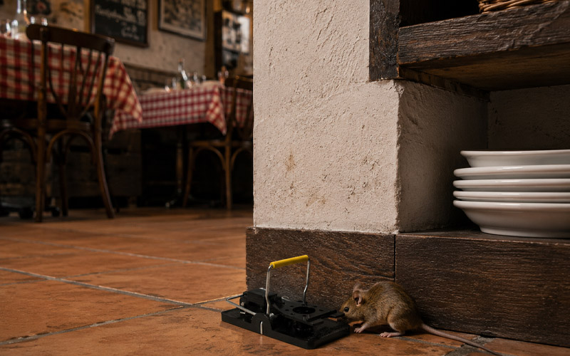 Snap trap in Italian restaurant
